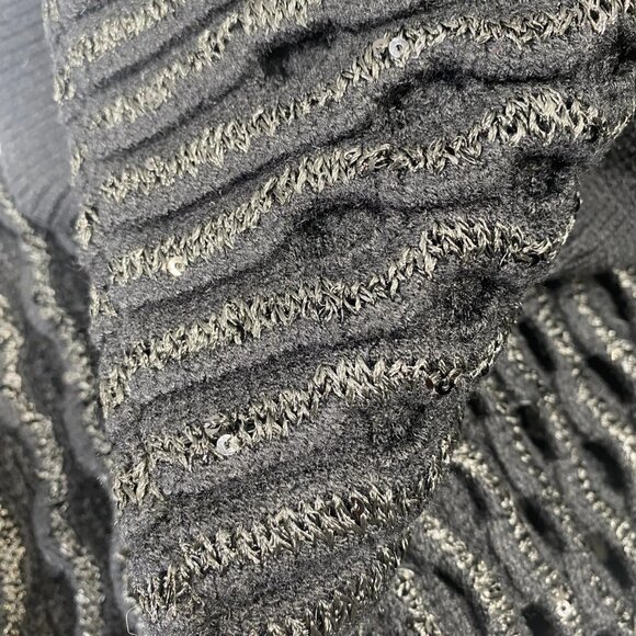 NEW MARIA PAVAN Womens Sequin Braided Long Sleeve Soft Sweater Size M Black - Picture 11 of 13